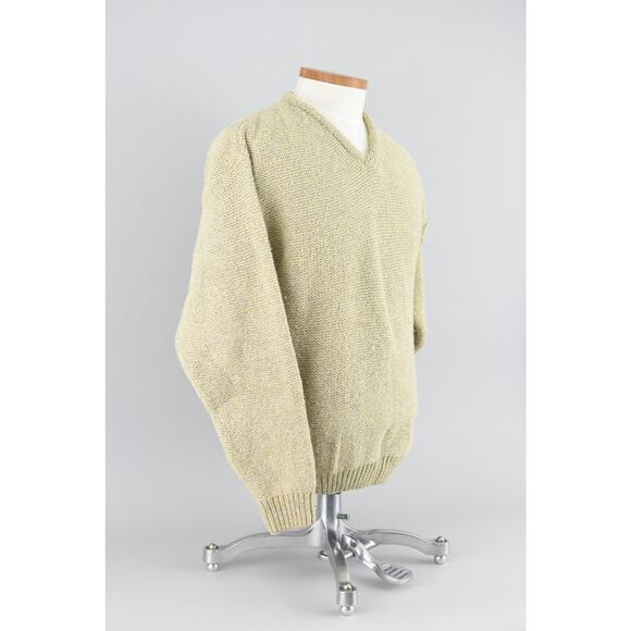 Vintage Chunky Knit Wool Blend Yellow Sweater, Men's Medium - Picture 7 of 10